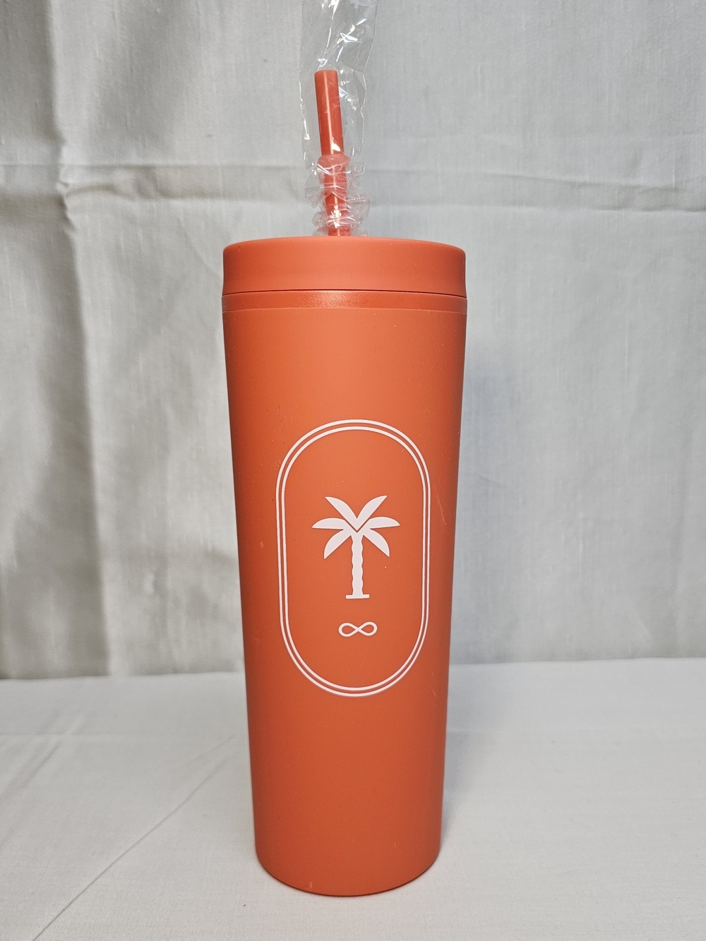 Orange Palm Tree Stainless 17oz  Tumbler with Straw